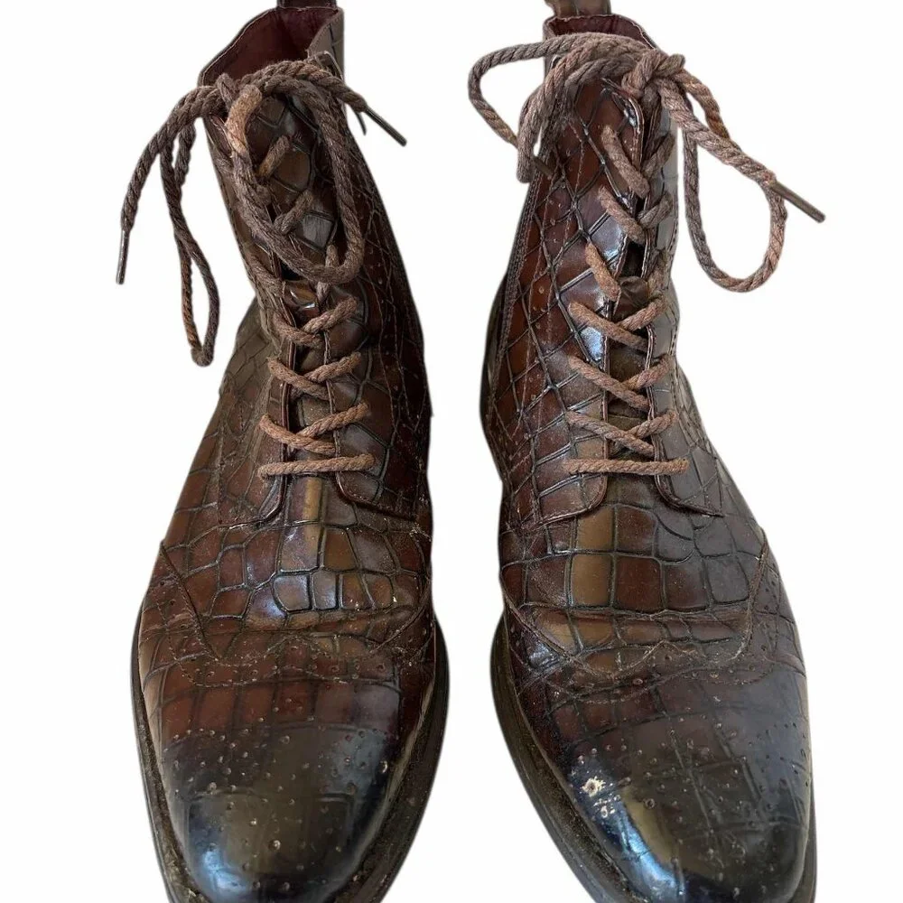 Giovanni Vintage Style Leather Lace-Up Ankle Boots Size 9
